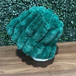 Plush Green Faux Fur Hat